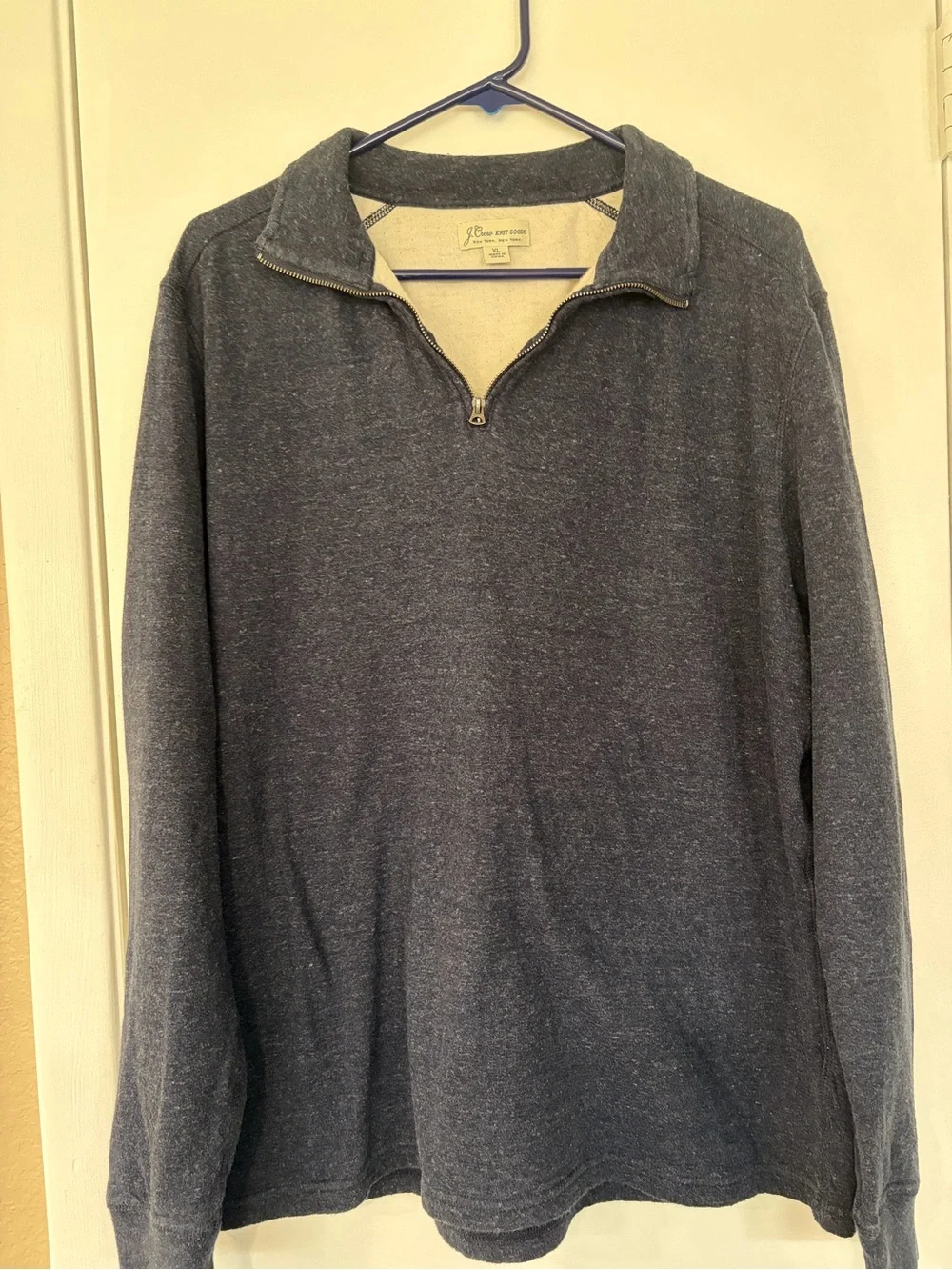 J.Crew Knit Goods Charcoal Gray Quarter Zip Pullover Sweater XL